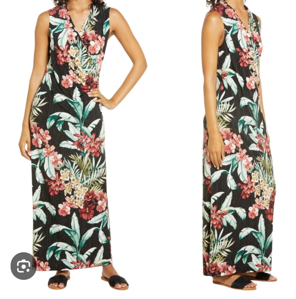 Tommy Bahama Oceanic Orchid Floral Sleeveless Maxi Dress Sz S Black, Red. NWOT - Picture 4 of 15